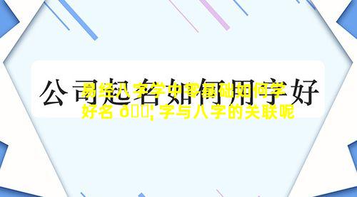 易经八字学中零基础如何学好名 🐦 字与八字的关联呢